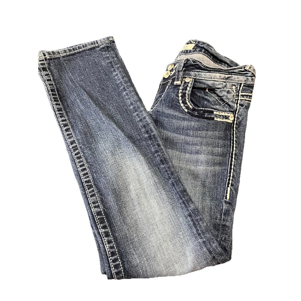 Vigoss Women’s Jeans Size 6 Denim Rhinstones Embroidered Logo Bling Straight Leg